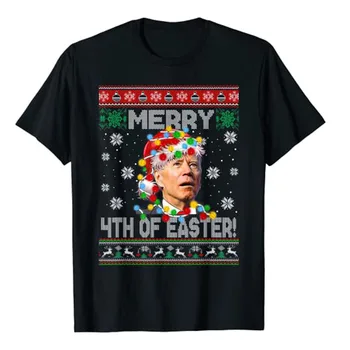 Amuzant Joe Biden Fericit 4 de Paști, de Crăciun Urât Pulover T-Shirt Cadouri Sarcastic Glumă de Crăciun Costum de Vacanță Graphic Tee Topuri