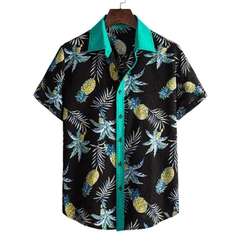  Sosirea Vintage Din Bumbac Barbati Tricou Cu Maneci Scurte Stil Etnic Floare De Imprimare Topuri Largi Hawaiian Tricouri Barbati Streetwear
