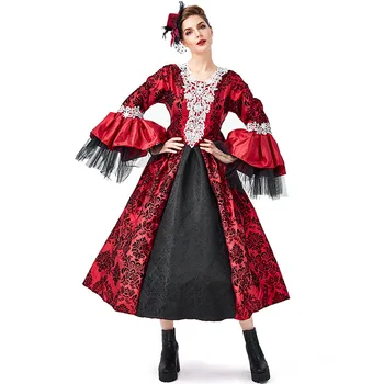 Femei Retro Medieval Gotic Rochie Sexy Din Dantela Curtea Stil Printesa Rochie De Halloween Cosplay Costum Vampir Etapă De Performanță Costum