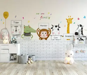 Nordic contractat animale, desene animate, copii, casă, perete de fundal decoreaza murală tapet