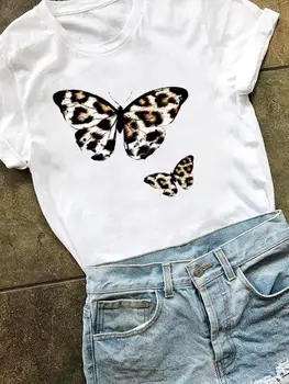 Femei Îmbrăcăminte Fluture Leopard Tendință Print T Camasa Fashion Graphic T-shirt cu Maneci Scurte Haine de Vară Kawaii Basic Tee Top