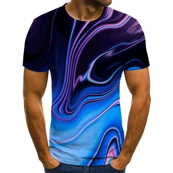 Naturale, linii netede de imprimare 3D pentru bărbați T-shirt amuzant sus respirabil moda cu maneci scurte nou O de gât tricou