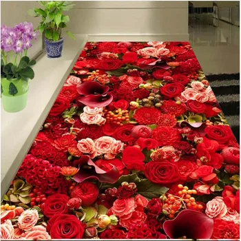 beibehang Personalizat impermeabil parchet frumos trandafir mare, living 3D gresie pvc gros, rezistent la uzura ultra-verde floorin