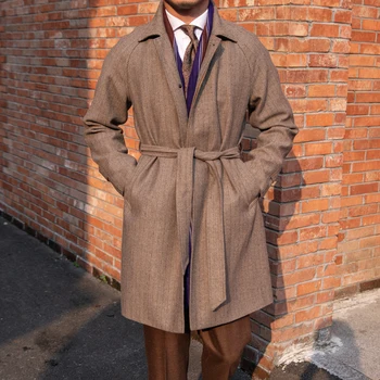 Mantouri de Iarnă pentru bărbați de Lână Tweed Balmaccan Lungi Slim Fit Elegant Anglia IVY Stil Masculin Canadiană