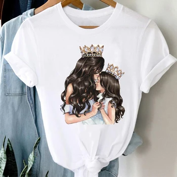 Tricouri Femei cu Dungi Baieti Drăguț Mama Coroana Mama Mama Doamnelor Moda Haine Grafic Tricou Top Lady Print Feminin Tee T-Shirt