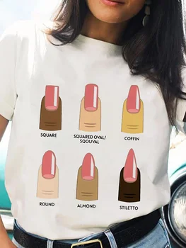 Moda Pentru Femei Tricou Nou Unghia De Imprimare T-Shirt Pentru Femei Cămăși Pentru O Gâtului Maneca Scurta De Vara Femei Topuri Supradimensionate