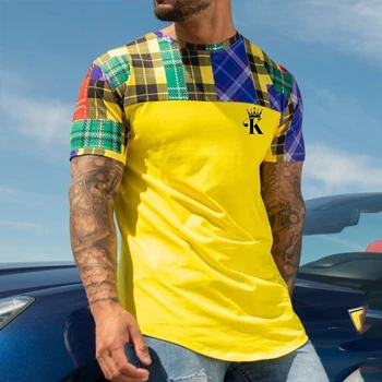Hip hop tricou barbati moda Streetwear Culoare de contrast maneca Scurta tricou barbati Imprimat de marcă pentru bărbați t-shirt, blaturi
