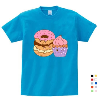 Fete Haine pentru Vara T-shirt 3-12 Ani O-Gât Scurt, Tricou Alb Gogosi cu inghetata Desene animate Grafic Fete T-shirt pentru Copii