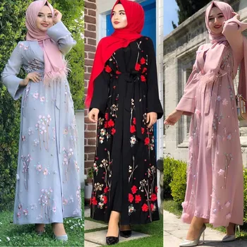 Caftan Dubai Abaya Kimono Musulman Brodate Hijab Rochie Caftan Turc Islam Îmbrăcăminte Abayas Pentru Femei Cardigan Halat De Femme
