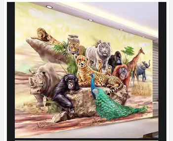 Personalizate 3d wallpaper 3d pentru copii Setare tapet de perete decor pictat zoo animal world camera copii decration