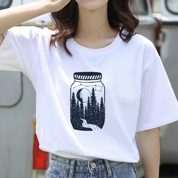 Grafic Teuri Topuri De Protecție A Mediului Tema Alb T-Shirt Femei Amuzant Tricou Alb Topuri Casual Scurt Camisetas Mujer