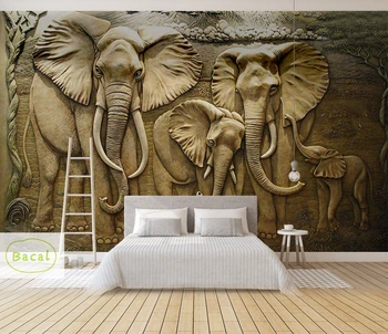 Bacal tapet 3d Stereoscopic Relief elefant murală TV de perete de fundal de perete camera de zi dormitor murală tapet pentru pereti 3d