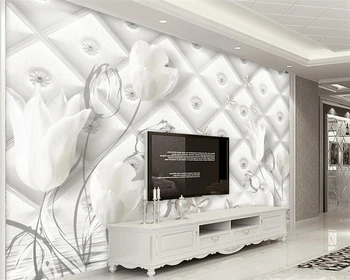 Tapet personalizat 3d high-end Europene simplu alb calla lily linie murală trei-dimensional moale pachetului de fundal de perete обои
