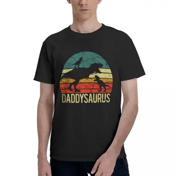 Cel Mai Bun Tati-Zaurus Părinți Ziua Camasi Vintage Om Dinozaur Tata Saurus De Doi Copii Minunat Imprimate T-Shirt Echipajul Gât T-Shirt
