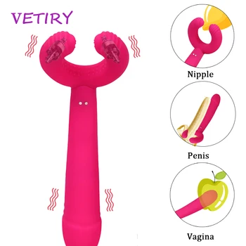 G Spot Vibrator Penis Masturbator Dubla Penetrare Penis artificial Vagine Masaj de Stimulare Clitoris Jucarii Sexuale pentru Femei Barbati Cuplu