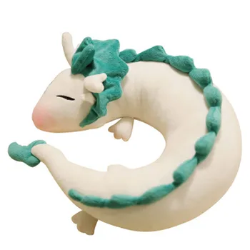 Umplute Anime Miyazaki Dragon Alb în formă de U de Pluș Perna de Moda de Desene animate Dragon Jucărie Adulți pui de Somn Perna Copii Cadou de Ziua de nastere
