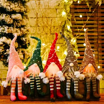 Stralucitoare de Craciun suedez Gnome Santa Picior Lung, Pălărie Papusa Ornamente de Agățat Jucării Pandantiv cu LED-uri de Lumină Copac Xmas Decor Dormitor